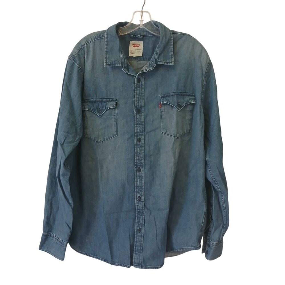 Levis Mens XL Denim Button-Up Shirt Long Sleeve 100% Cotton Fade Present #I-11